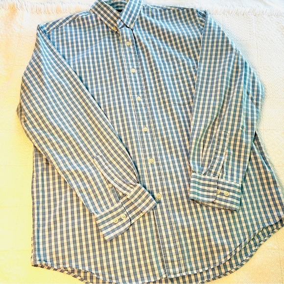 Club Room Shirt Blue and White Check Long Sleeve Button Up Men's size Medium - Picture 6 of 12
